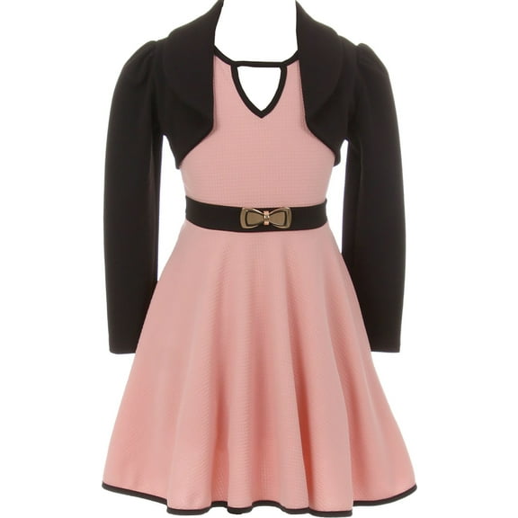 Little Girls Beautiful 2 Pieces Set Jacket Dress Christmas Holiday Flower Girl Dress Rose 4 (2J1K0S5)