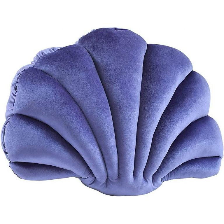 Sioloc Shell Pillows,Seashell Shaped Accent Throw Pillows,Decorative Pillow  Cushion Floor Pillow for Couch Bed(Blue,18 X 13 in)