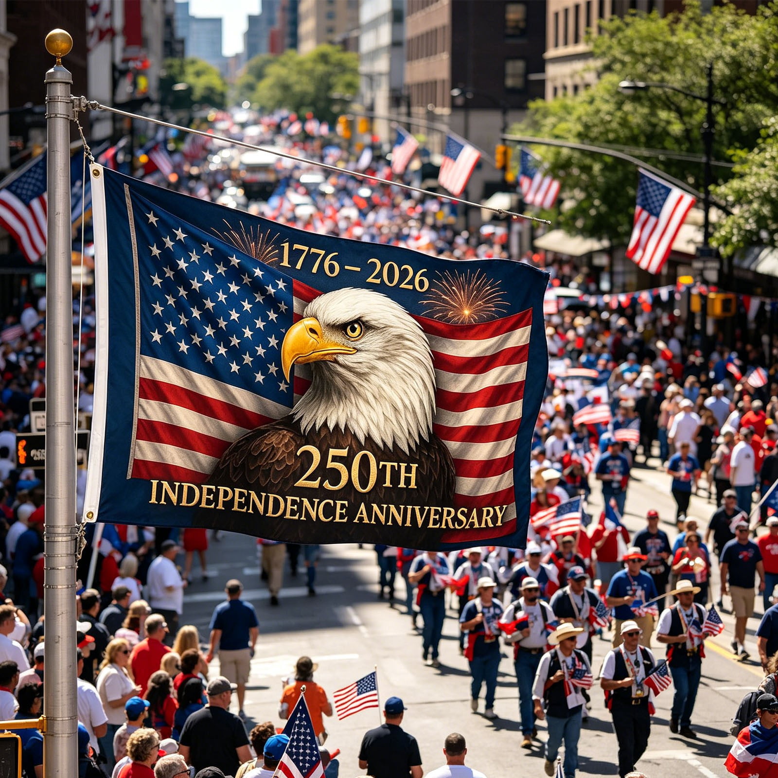 Win s Way USA 250th Anniversary Flag 1776-2026 American Independence Celebration Banner
