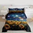 thumbnail image 2 of Homewish Galaxy Starry Sky Bedding Comforter Set,Countryside Sunflower Twin Comforter Sets,Blue Green Yellow Bedding Set For Men Women,Breathable Home Decor Reversible,2-Piece, 2 of 8