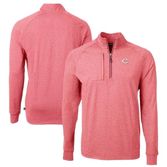 Men's Cutter & Buck Heather Red Cincinnati Reds Big & Tall Adapt Eco Knit Stretch Recycled Quarter-Zip Pullover Top