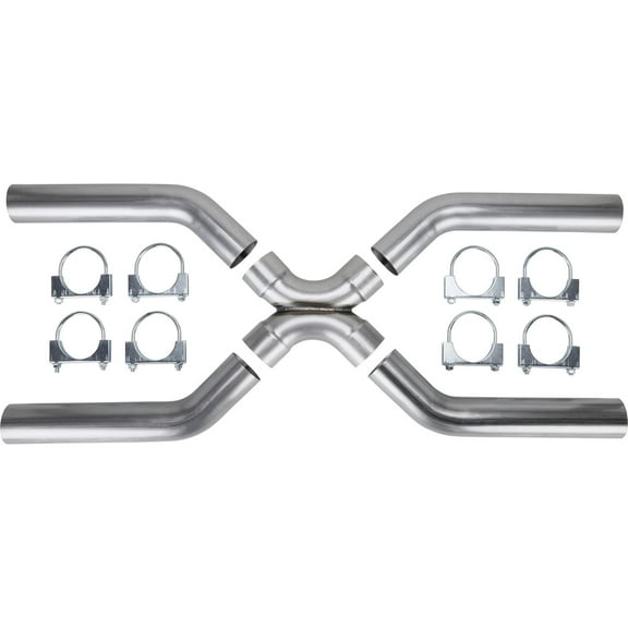 Universal Dual Exhaust Mandrel X-Pipe Balance Tube Kit, 3 Inch