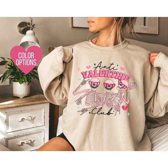 Anti Valentine Club Sweatshirt, Funny Valentines Shirt,Valentines Day Shirt,Valentines Sweatshirt for Women,Trendy Valentines Day Sweatshirt