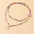 thumbnail image 4 of Collar De Perlas Boho, Collar De Cadena De Cuentas Coloridas Con Colgante De Concha, Collar De Disfraz Bohemio, Joyería Para Mujeres Y Niñas Advancent AP005796-00, 4 of 6