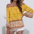 thumbnail image 7 of Dyegold Summer Tops for Women 2023 Trendy, Summer Boho Tops for Women Bohemian Floral Print T-Shirts Bell Sleeve Off Shoulder Blouse Dressy Casual Cute ​Tunics, 7 of 7