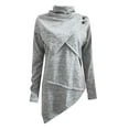 thumbnail image 4 of WREESH Women Casual Solid Color Turtleneck Long Sleeve Button Jacket Spliced Knit Sweater, 4 of 5