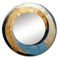 thumbnail image 2 of Designart "Golden Azure Swirl Simplistic Pottery I" Abstract Spirals Round Mirror Wall Decor Modern - Large Gold Round Office Mirror - Round Mirror - 23" x 23", 2 of 6