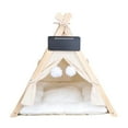 thumbnail image 2 of Tienda de campaña tipo tipi para mascotas, para gatos, con cojín, refugio transpirable, semicerrado, para perros beige, 2 of 8