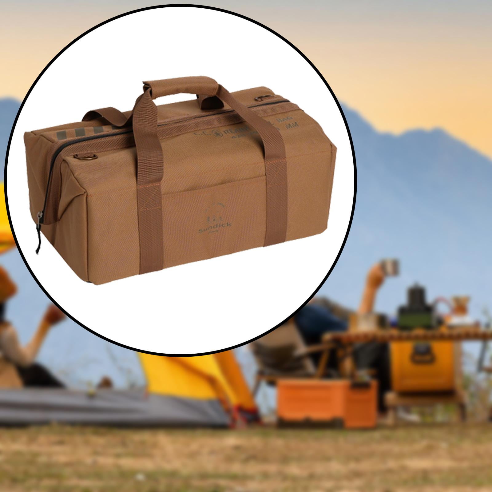 simhoa Camping Storage Bag Tool Bag for Professionals Container Case Tools Storage Bag Handbag for Trunk Outdoor Picnic Garage Travel Sand color