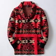 thumbnail image 1 of Pisexur Chandails Hommes Doux et Confortables Chandails d'Automne Hommes Imprimé Cardigan Décontracté Manches Longues-Col Rabattu Rouge,L, 1 of 5