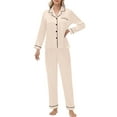 thumbnail image 3 of UVN Womens Pajamas Sets Long Sleeve Shirts and Long Pants Two Piece Lounge Sets Fall Satin Silk Pjs Sleepwear Outfits, 3 of 9