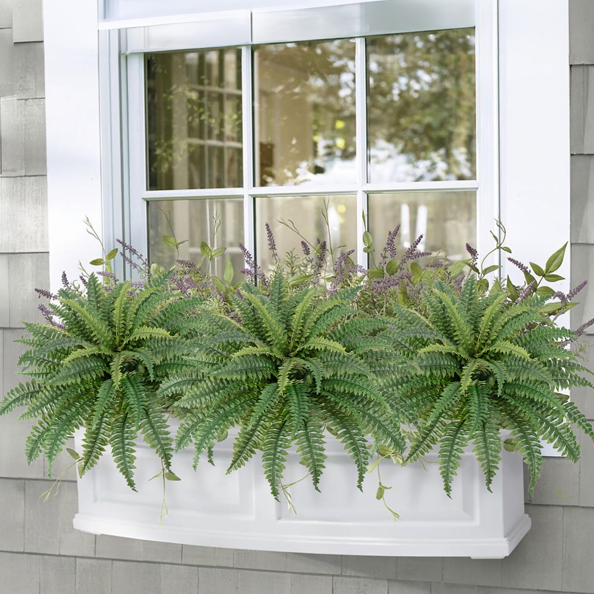 Ferns Artificial Plants Large Fake Ferns 29.5" Dia.Boston Fern Fake Plants Potted Hanging Shrubs for Home Garden Porch Farmhouse Decor