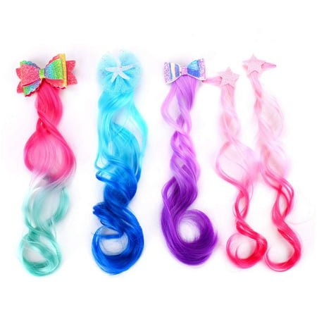 Curly Colored Hair Extensions for Kids Ombre Ponytail Extension Fake Hair  Snap Clips Gifts for Little Girls 4 Pack | Walmart Canada