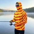 thumbnail image 2 of LTTVQM Unisex Adult Summer UV Protection Hooded Long Sleeve Shirt Attached Full Face Mask Light Cooling Lake Fishing Outfit Vermilion XL, 2 of 6