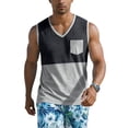 thumbnail image 5 of Men's Two-Tone V-Neck Sleeveless Pocket Tank Top, Casual Gym & Daily Wear Sleeveless Shirt Dark Gray L, 5 of 5