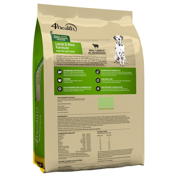 4health with Wholesome Grains Adult Lamb and Rice Formula Dry Dog Food 18  lb - Walmart Business Supplies