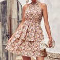 thumbnail image 4 of Vestido Corto Atractivo Vestido de cintura a la moda para mujer Traje diario con estampado floral y hombros descubiertos (Rosa XL) Ygjytge para Mujer Rosa T XL, 4 of 6