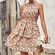 thumbnail image 1 of Vestido Corto Atractivo Vestido de cintura a la moda para mujer Traje diario con estampado floral y hombros descubiertos (Rosa XL) Cgtredaw para Mujer Rosa T XL, 1 of 5