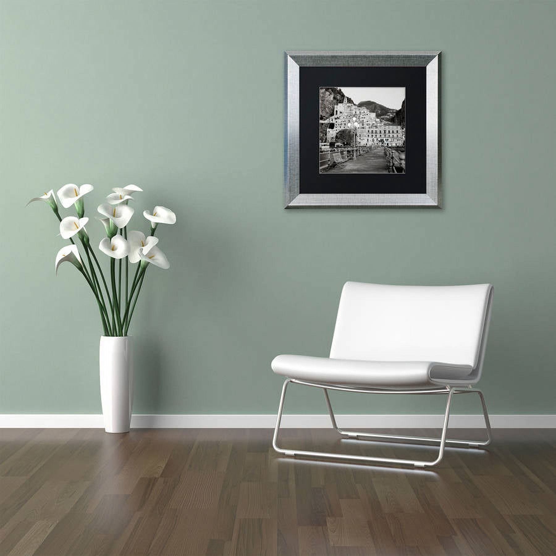 Trademark Fine Art "Amalfi Pier I" Canvas Art by Alan Blaustein, Black Matte, Silver Frame