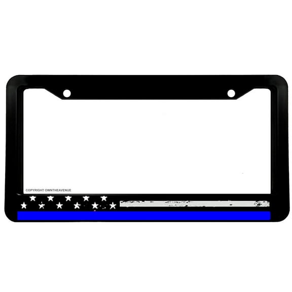 Support Police USA American Flag Blue Color Line Car Truck License Plate Frame