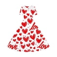 thumbnail image 7 of Afuyipoi Girls Heart Peinted Dress,V-Neck Elastic Waist Short Sleeve Festival Dresses White 9-10, 7 of 7