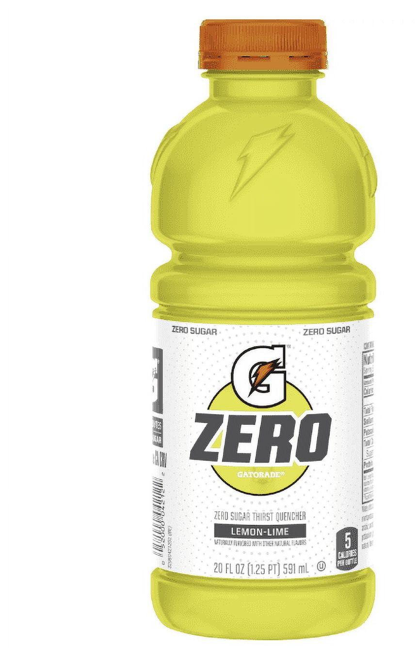 Gatorade Zero Variety Pack, Lemon lime + Orange,  Zero Sugar, 20 Fl Oz (Pack of 8)