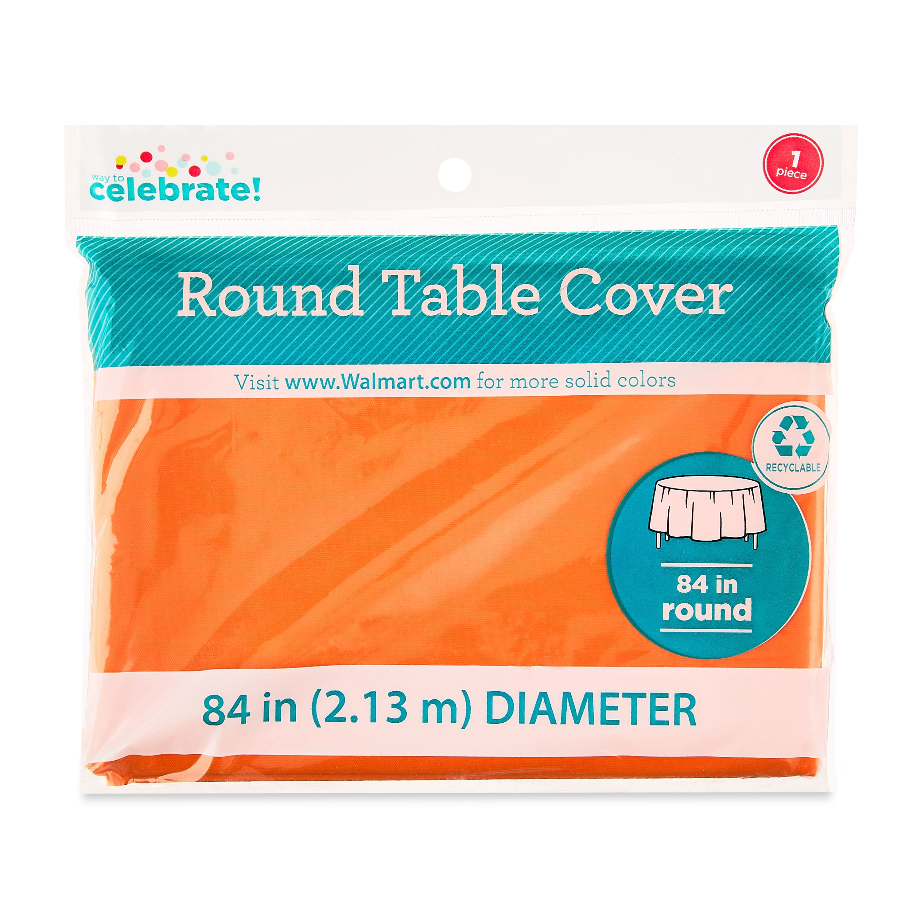 (6 pack) 1CT 84IN Orange Round Plastic Table Cover by Way To Celebrate