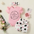 thumbnail image 5 of KIMI BEAR Newborn Baby Girls Short Sets Short Sleeves Romper Tops Shorts with Headband 3pcs Bsby Girls Outfits Summer 3-6 Months, 5 of 10
