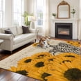thumbnail image 3 of Skeleton with Sunflower Washable Living Room Rugs 5'x7', Retro Sheet Music Funny Low Pile Throw Large Area Rugs Non-Slip Sturdy Edge Binding Carpet for Dining Room Bedside Kitchen, 3 of 9