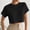 Black, variant on Women's Short Sleeve Tops Pineapple Grid Solid Color Round Neck Loose Casual Tee