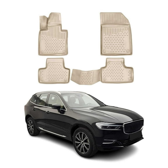 OMAC Floor Mats Liner for Volvo XC60 2018-2025 Beige TPE All-Weather 4 Pcs