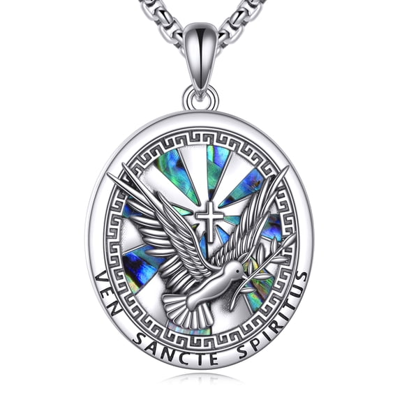 Holy Spirit Necklace Sterling Silver Dove Pendant Christian Jewelry Gifts for Women Men