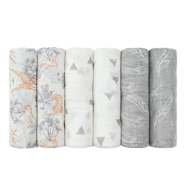 Gllquen Baby Organic Cotton Muslin Swaddle Blankets 6-Pack for Newborn Infant Girls Boys, 27 x 27", Jungle Exploration