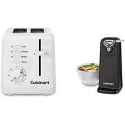 Cuisinart CPT-122 2-Slice Compact Plastic Toaster (White) & CCO-50BKN Deluxe Electric Can Opener, Black
