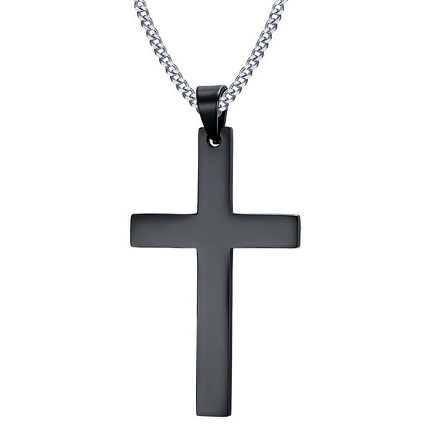Simple Cross Necklace for Mens Stainless Steel Pendant,24 Inch
