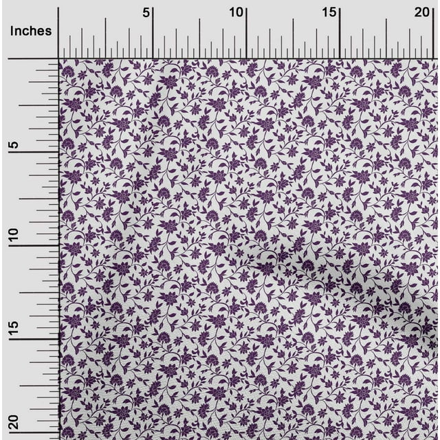 oneOone Polyester Lycra Fabric Leaves & Floral Artistic Printed Fabric 1 Yard 56 Inch Wide