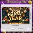 thumbnail image 2 of Gold Red Theme Happy New Year Banner Festive Holiday Backdrop Snowflake Decor Star Accents 2026 Happy Year Display for New Year Party Christmas Celebration Holiday Gathering, 2 of 9