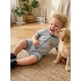 thumbnail image 3 of Cenuakty Baby Boys 0-18M Rompers Stripe Print Bear Embroidery Crew Neck Short Sleeve Infant Bodysuits Jumpsuits, 3 of 9