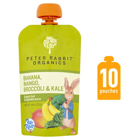 Peter Rabbit Banana, Mango Broccoli & Kale Snack 4.4 oz Squeeze Pouch Pack of 10