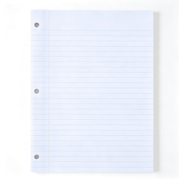 CCOCC Loose Leaf Paper,Wide Ruled Paper,Reinforced,3 Hole Punched,150 Sheets,10.5" X 8" ,1 Pack,White Smooth Writing Loose Leaf Paper