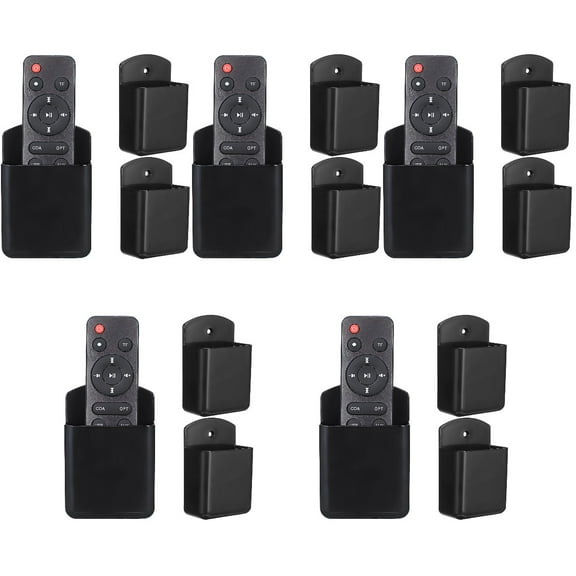 Wall Mounted Remote Holder Black Plastic Space-Saving Sturdy 15Pcs