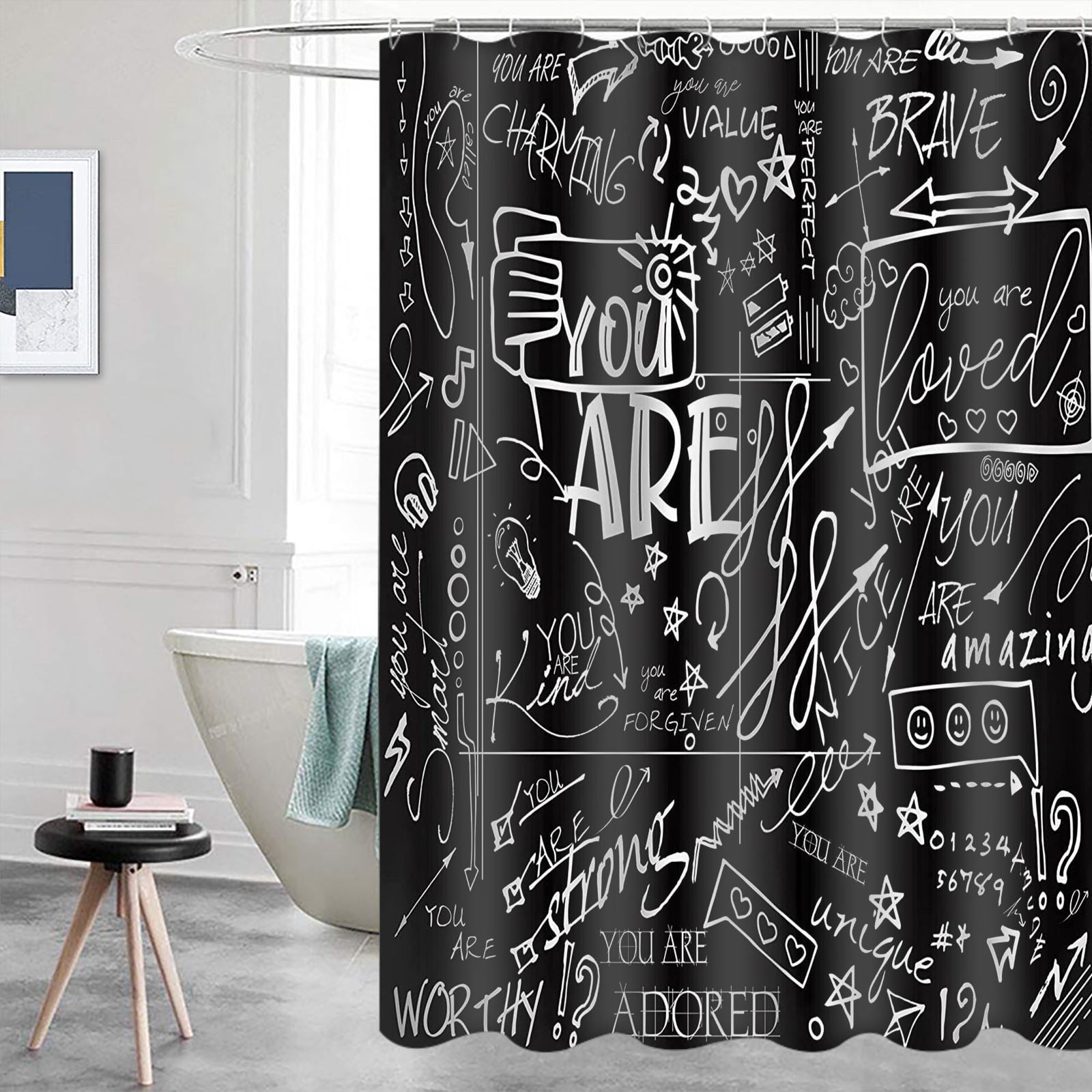 Funny Shower Curtain for Bathroom Accessories Inspirational Funny Quotes Cool Shower Curtain Set 72x72in, Size: 72 x 72, Style 8