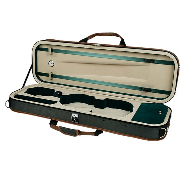 BELOVING Violin Case Lockable Musical Instrument Bag for Beginner Players Enthusiasts green and coffee