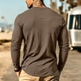 thumbnail image 6 of Domuza Mens Long Sleeve Shirt with Pocket Crew Neck Shirts Casual Solid Lightweight Basic T-Shirt Khaki L, 6 of 8