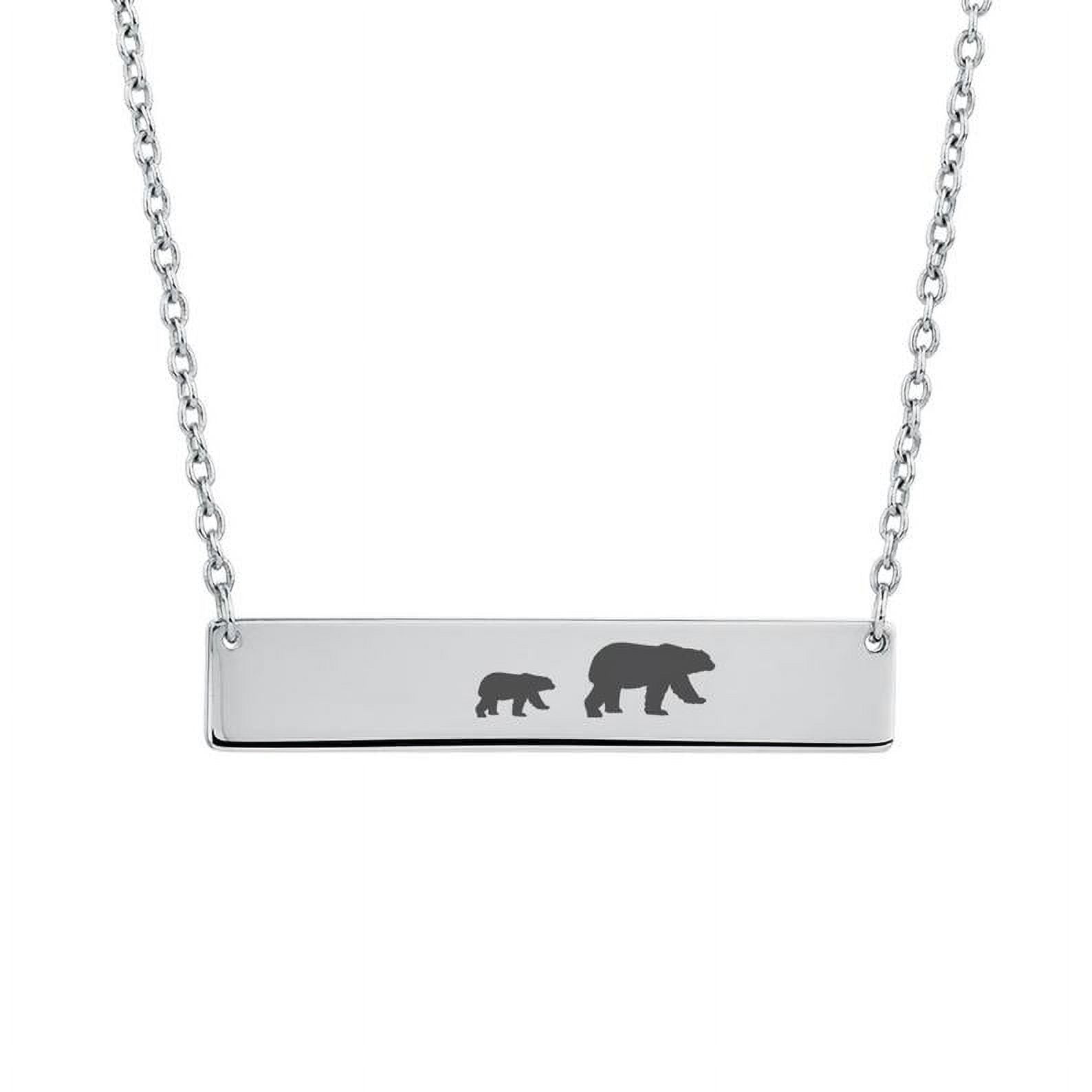 Personalized Silver Mama Bear Cubs Bar Necklace - Custom Gift for Mom - Stainless Steel Bar - Family Bear Necklace - Jewelry Gift for Her - Ships Next Day!
