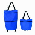 thumbnail image 2 of Heavy Duty Stair Climber Cart with Foldable Chair Adjustable Elastic Rope Bigger Waterproof Shopping Bag  Colorful Ripples, 2 of 8