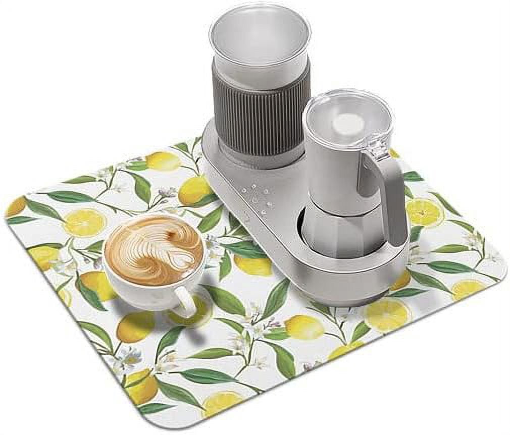 Washable Rubber Lemon Dish Drying Mats For Kitchen Counter Home Large Coffee Bar Pad Accessories And Decor For Utensils Stemware (18''''x24'''')