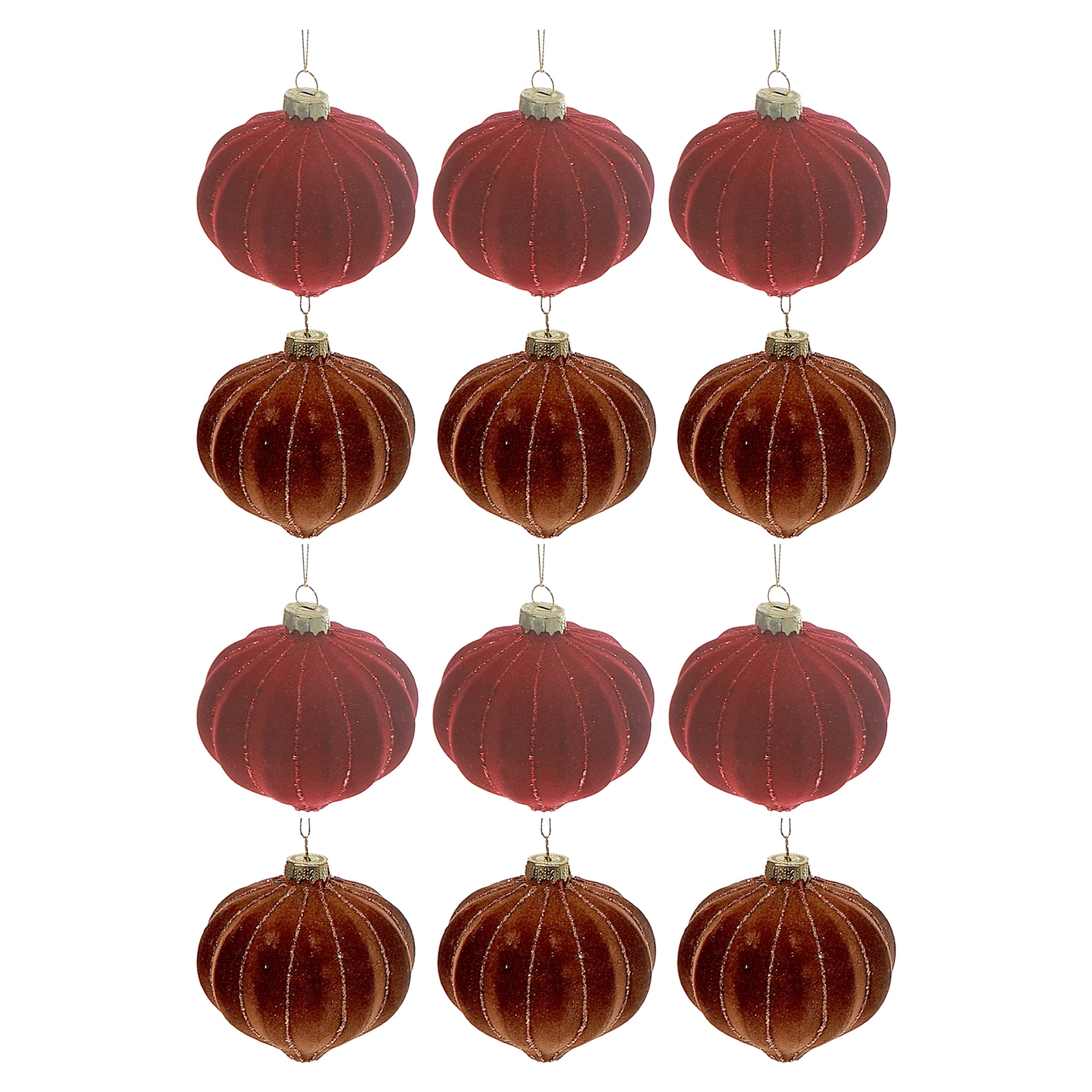 Velveteen Glass Onion Ornament (Asstd) (12/Disp) - Set of 12