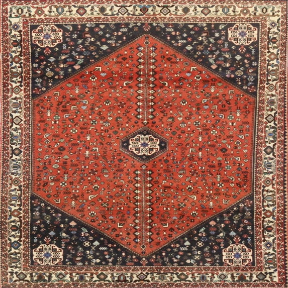 Ahgly Company Machine Washable Indoor Square Traditional Orange Salmon Pink Area Rugs, 3' Square