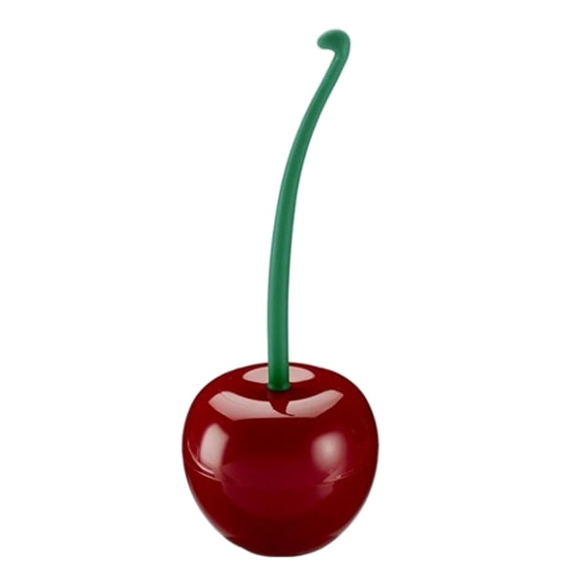 Cepillo y soporte para inodoro con forma de cereza y cerdas suaves, juego de inodoro para baño Vino rojo